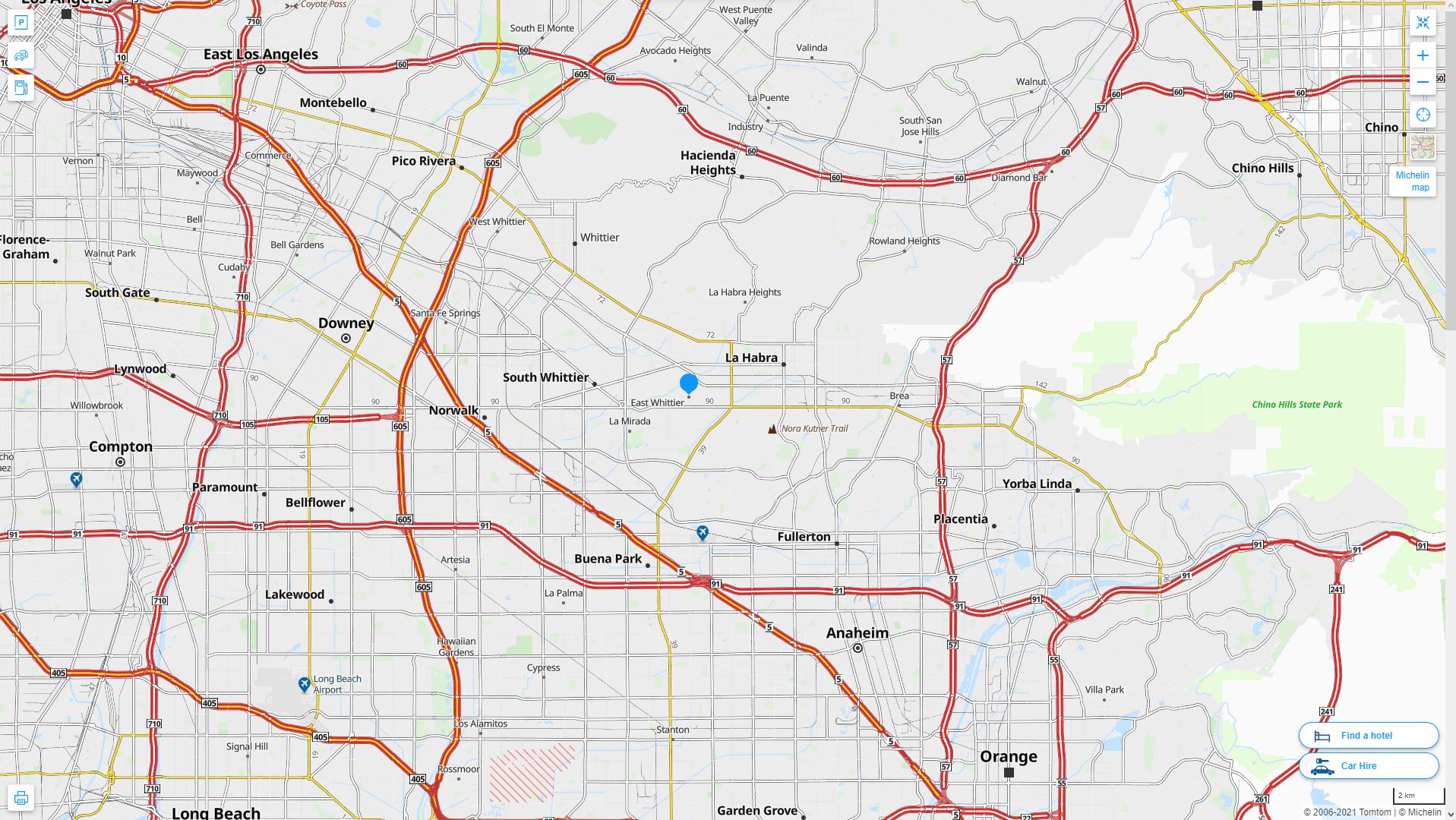 East La Mirada California Highway and Road Map